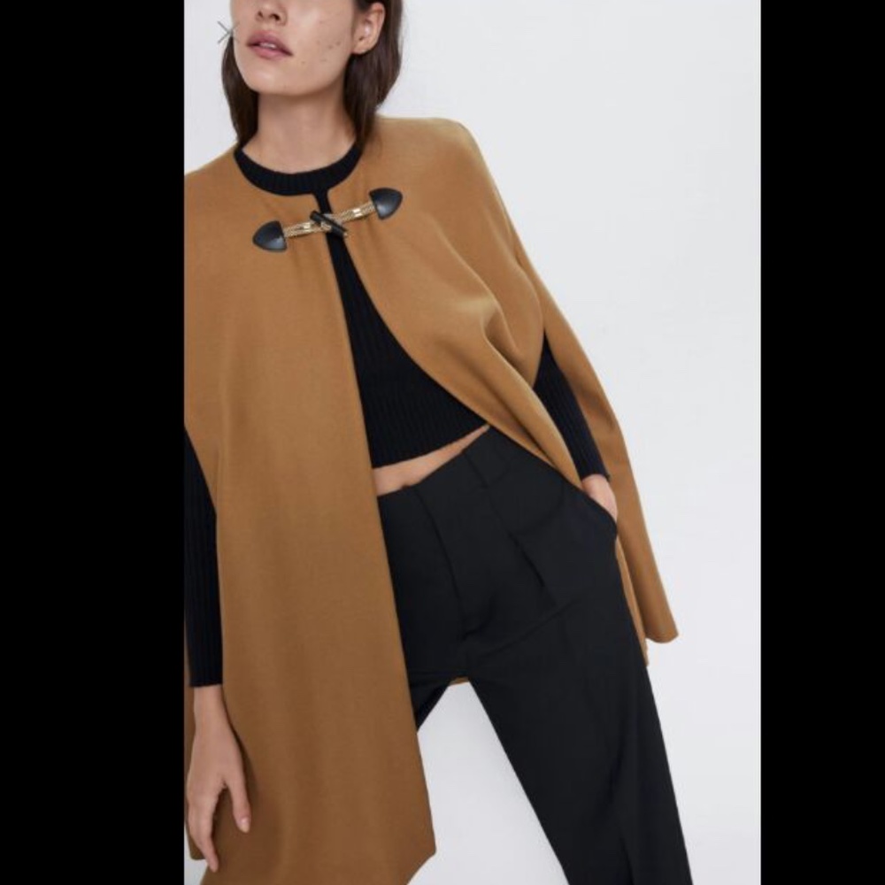 Zara Tan Cape Coat - Picture 8 of 10